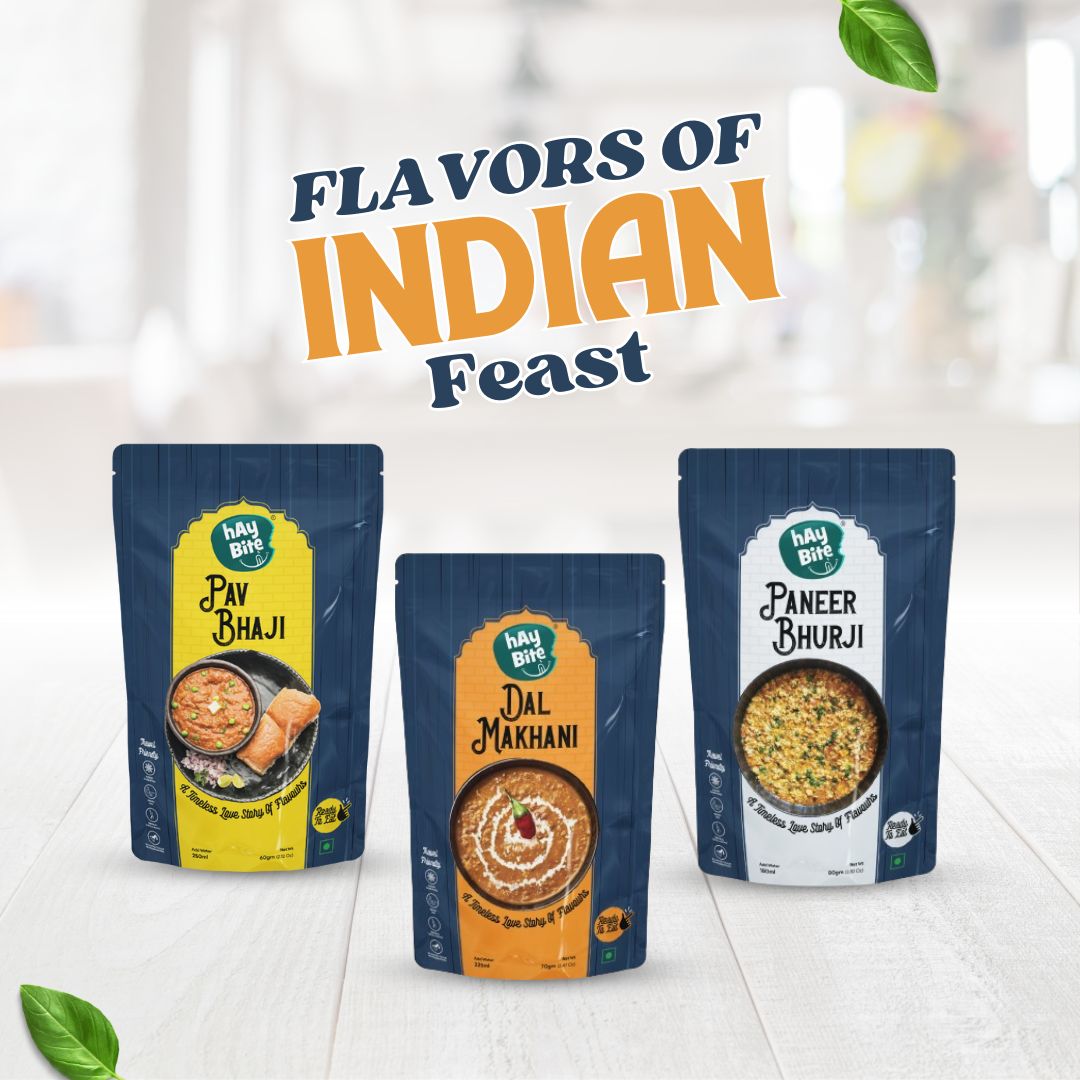 Combo of Ready to Eat Pav Bhaji, Dal Makhani, Paneer Bhurji | Hay Bite