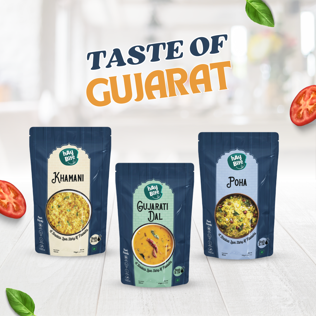 Combo of Ready to Eat Khamani, Gujarati Dal, Poha | Hay Bite